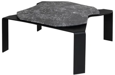Image de Casa Padrino Table basse de luxe noire / grise 75,5 x 78 x H. 32,5 cm - Table de salon design avec plateau en marbre