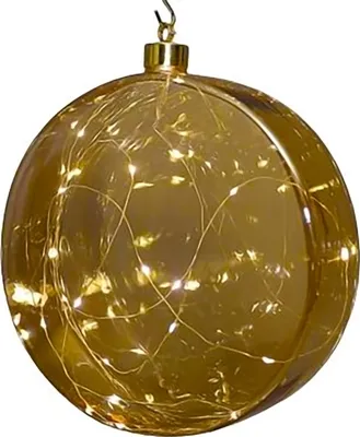 Produktbild von 1.01 LED Glas Kugel THE DISC - Ø 12 cm / 10 LED - hochwertige Deko zum hängen - Farbe: transparent gold