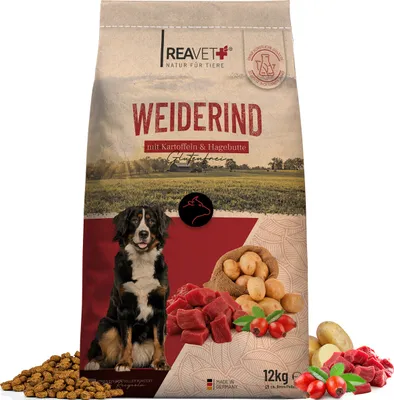 Produktbild von Trockenfutter Weiderind - mit Kartoffeln & Hagebutte 12kg