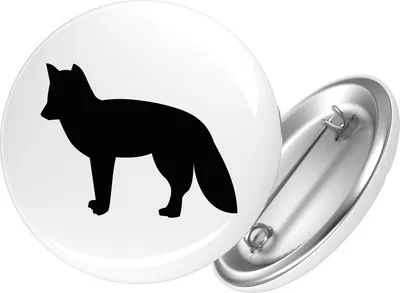 Produktbild von Huuraa Button Fuchs Silhouette 59mm rund mit Sicherheitsnadel Ansteckbutton Geschenkidee