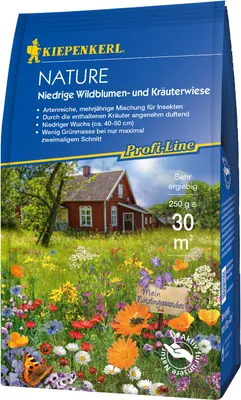 Produktbild von Kiepenkerl Nature Rasensamen Niedrige Wildblumen und Kräuterwiese für 30 m² 0,25 kg