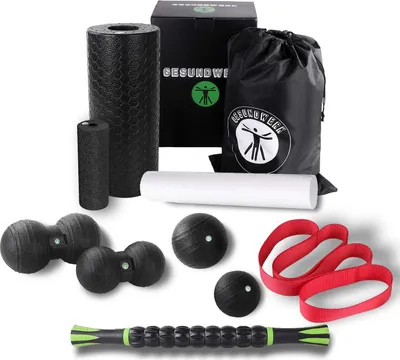 Produktbild von 10-teiliges Faszien-Foamroller-Set mit Massageroller und Ball für Rücken, Wirbelsäule und Nacken