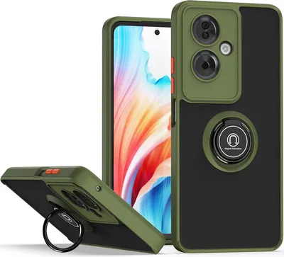 Immagine prodotto di Custodia per Oppo A79 5G opaca e traslucida in TPU con supporto ad anello e supporto verde militare