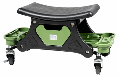 Produktbild von Werkstattsitz Rollsitz bis 150 kg mit Werkzeugablage, 4 Rollen & 2 Bremsen, 66x32,5x35 cm