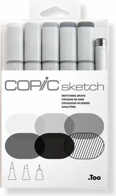 Produktbild von Copic Sketch Set Grafikmarker - Sketching Greys - Nachfüllbar mit Copic Ink - 6Stk