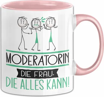Produktbild von Moderatorin Geschenk Tasse Becher Die Frau Die Allen Kann Geschenkidee für eine Moderatorin Lustig (Rosa)