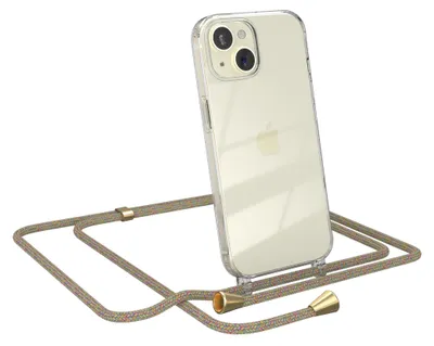 Produktbild von EAZY CASE Handykette kompatibel mit Apple iPhone 15, Handyhülle mit Umhängeband, Handykordel, Schutzhülle Clear, Band in Bunt