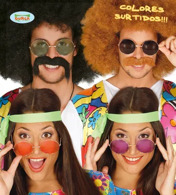 Produktbild von Hippie Brille Bunt Retro 60er Jahre Party Karneval Spaß Accessoire, Farbe: Mehrfarbig