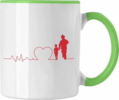 Produktbild von Trendation - Feuerwehr Tasse Geschenk für Feuerwehrmann Geburtstag Männer Spruch Evolution Sohn Vater (Grün)
