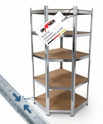 Produktbild von Grafner® Eck Schwerlastregal 1,80m Werkstattregal auf 5 Ebenen 875kg Traglast
