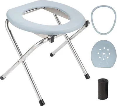 Produktbild von Famanu Tragbare Toiletbrille - Faltbare Camping-Toiletstuhl mit Deckel