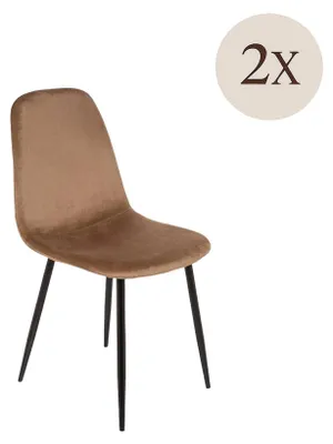 Produktbild von Satz mit 2 Stühlen Arter, Sessel mit Samtbezug, gepolsterter Esszimmerstuhl, Besprechungssitz, 45 x 56 x 87 cm, Beige