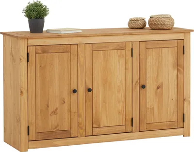 Produktbild von Sideboard CANCUN mit drei Türen - Massivholz Kiefer, Gebeizt/Gewachst, Vielseitig für Wohnzimmer, Flur