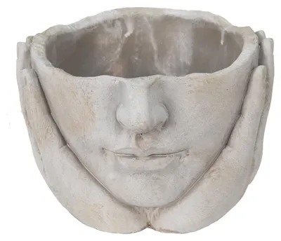 Image de Clayre & Eef Pot de fleurs tête Ø 11x11 cm Beige Pierre