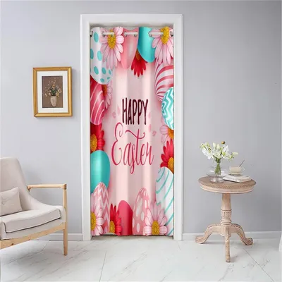 Obrázok produktu pre Záves na dvere, nepriehľadný, termoizolačný, zatemňovací, s okami, ružová farba, 117x138 cm
