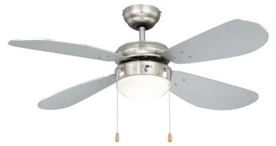 Image de Ventilateur de plafond Classic 105 cm Nickel / Argenté avec éclairage et chainettes