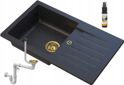 Produktbild von Granitan | Granitspüle TRIX - 1-Becken mit Abtropffläche - Granatblau - Hochwertig und langlebig