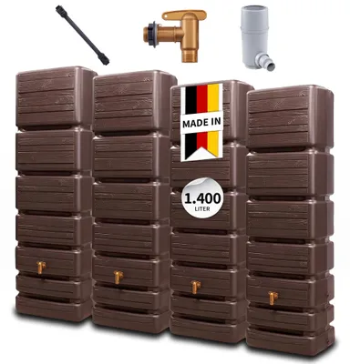 Productafbeelding van 4rain SLIM WOOD DECOR wandtank SET 1400 L darkwood, AI-gegenereerde afbeelding