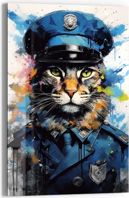Produktbild von DEQOART Glasbild Echtglas 60x90 cm 'Katzenkommissar' Wandbild Bild modern Deko