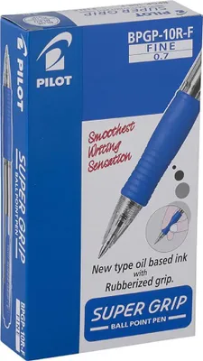 A box of Pilot Super Grip ballpoint pens.