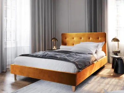 Obrázek produktu pro Manželská postel s úložným prostorem NOOR 2 - 160x200, hořčicová