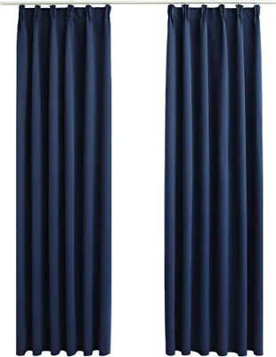 Image de vidaXL Rideaux occultants avec crochets 2 pcs. Bleu 140x245cm
