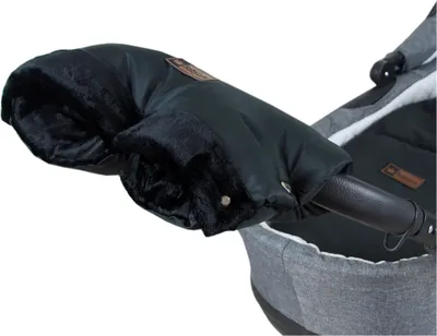 Produktbild von BABYLUX Handmuff für Kinderwagen Große Muff Handwärmer mit Kunstfell Handschuhe für Buggy Kinderwagenmuff (MD3 Schwarz)