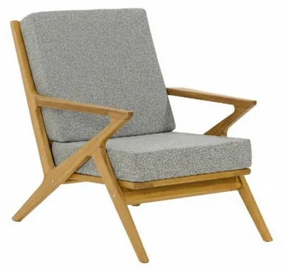 Produktbild von Gartenstuhl Moderner Stil Graue Farbe Holzrahmen Weiche Rückenlehne