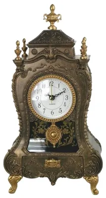 Produktbild von Casa Padrino Barock Tischuhr Bronze / Antik Gold 17 x 9 x H. 32 cm - Barockstil Schreibtischuhr mit Melodie - Barock Schreibtisch Deko - Barock Deko Accessoires - Barockstil Uhren