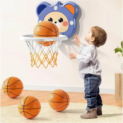 Produktbild von TEMI Mini Basketballkorb, Indoor, für Kinder 3-6 Jahre, inkl. 4 Bälle, ideales Spielzeug für Geburtstagsgeschenke.