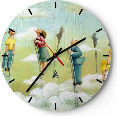 Produktbild von Wanduhr - Rund - Glasuhr - Abstraktion modern - 40x40cm - Schleichendes Uhrwerk - Lautlos - zum Aufhängen bereit - Dekoration Modern - Wanddekoration aus Glas - C3AR40x40-3642