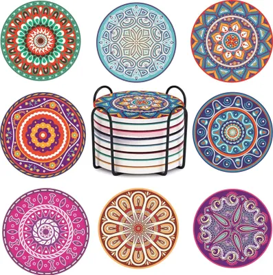 8er-Set Getränkeuntersetzer, rund, 10 cm, 0,7 cm hoch