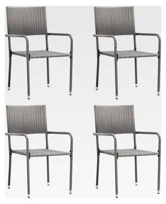 Produktbild von Stapelbare Gartenstühle aus Polyrattan, Grau, 4 Stück