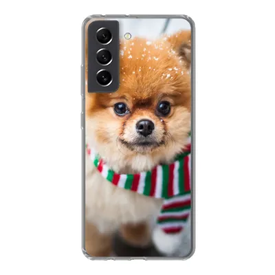 Produktbild von MuchoWow® Handyhülle Schutzhülle Hülle für Samsung Galaxy S21 FE Hund - Halstuch - Schnee Silikon Softcase Handy Hülle - Mobiltelefonhülle