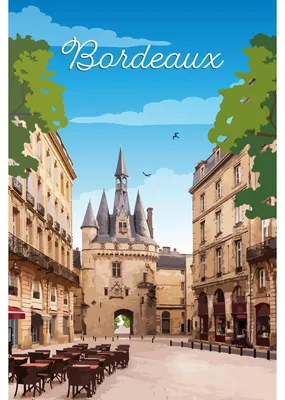 Image de Tableau sur toile illustration ville de Bordeaux 30x45 cm, Tableau mural moderne pour décoration intérieure