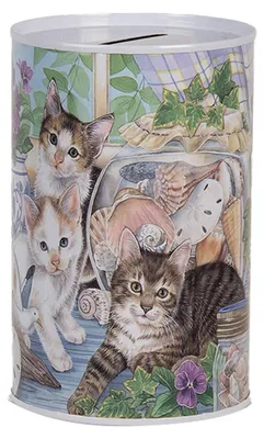 Image de Clayre & Eef Tirelires Ø 8x13 cm Blanc Métal Chat