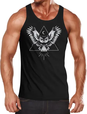 Produktbild von Herren Tanktop Eule Muskelshirt Tank Top Muscle Shirt Neverless® schwarz L