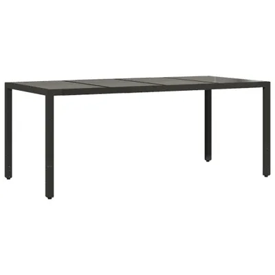 Immagine prodotto di Tavolo da Giardino Piano in Vetro Nero 190x90x75 cm Polyrattan
