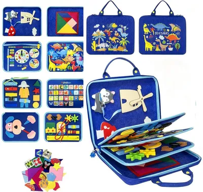 Produktbild von Aktivitätsbrett, Montessori-Spielzeug, sensorisches Lernbrett, sensorisches Spielzeug zur Entwicklung der Feinmotorik (blau)