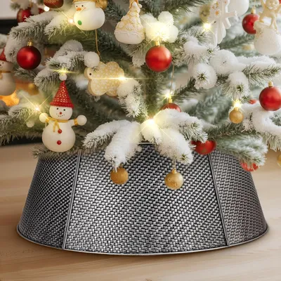 Produktbild von Metallabdeckung für den Weihnachtsbaum Deko, elegant, silbern, 50 cm