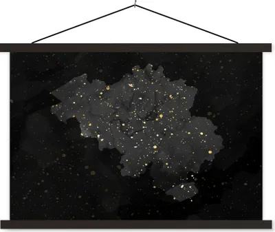 Produktbild von MuchoWow® Textilposter Karte - Belgien - Farbe 120x80 cm mit schwarzem Rahmen - Wanddeko
