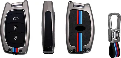 Produktbild von Dutch Shield - Metall Autoschlüssel Hülle für das Hyundai Schlüssel -  Schutzhülle Schlüsselhülle Cover A3B Grau, Schwarz