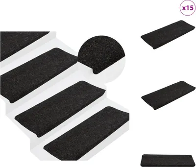 Image de vidaXL Tapis d'escalier Autoadhésif 15 pcs. 65x24,5x3,5 cm Anthracite - Tapis d'escalier
