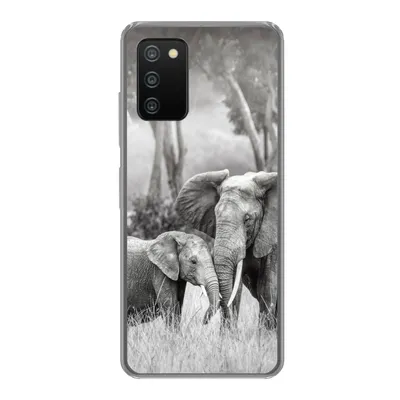 Produktbild von MuchoWow® Handyhülle Schutzhülle Hülle für Samsung Galaxy A03s Elefant - Tiere - Natur - Schwarz und weiß Silikon Softcase Handy Hülle - Schutz