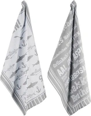 Produktbild von PAD Geschirrtuch HEIMAT 2-er pack 50 x 70 cm in mehreren Farben, FARBE:grey