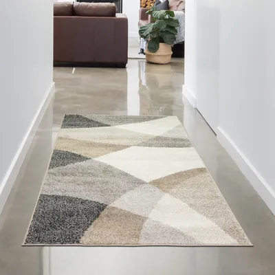 Immagine prodotto di Tappeto moderno di design astratto a quadri in beige antracite Dimensioni - 80x140 cm