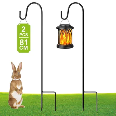Obrázok produktu pre Sada dvoch záhradných hákov, kovové, výška 81 cm, nastaviteľné, vhodné na lampy, kvetinové závesné koše, hrobové svietniky