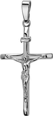 Produktbild von JEVELION Kreuz-Anhänger Jesus Christus mit INRI-Gravur für Damen, Herren und Kinder als Kettenanhänger 925 Silber mit Schmuck-Etui