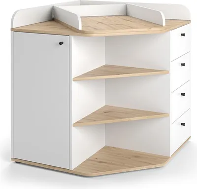 Produktbild von Wickelkommode Vicco Aria Weiß 85 x 90 cm mit Regalen und 4 Schubladen, Model 59339