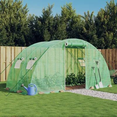 Image de vidaXL Serre avec cadre en acier vert 8 m² 4x2x2 m